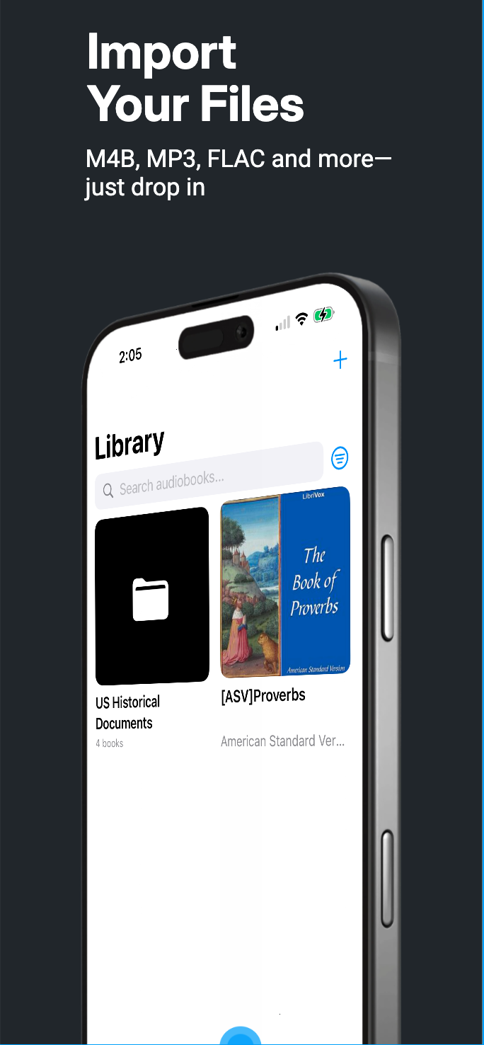 BookJack Player library showing offline audiobook collection